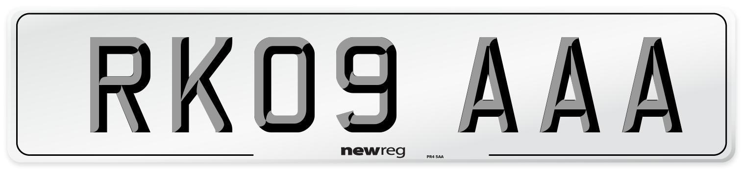 RK09 AAA Number Plate from New Reg